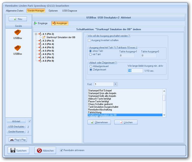 Cockpit-XP DataCenter - Konfiguration der BB Startknopfsimulation im Gerätemanager